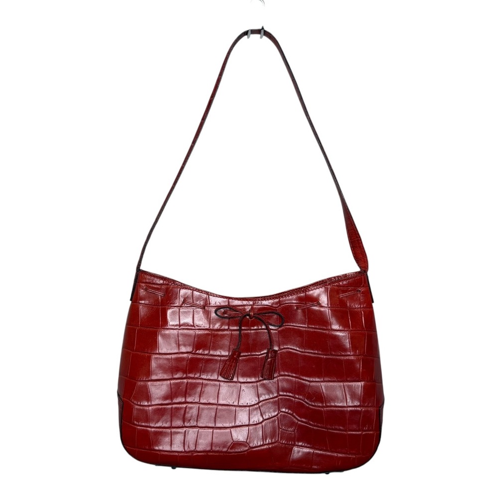 Red Croc Embossed Leather Shoulder Bag City Downtown Y2K 90s Parisian Cherry